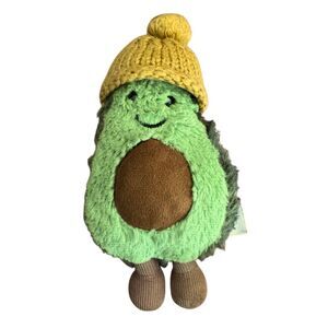 JELLYCAT Amuseable Avocado Plush Yellow Knit Beanie Hat Small 7" Stuffed Toy